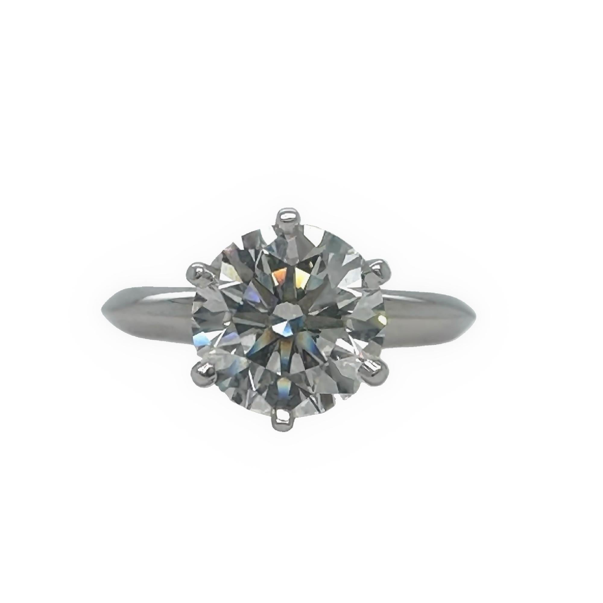 Tiffany & Co Platinum Round Diamond Engagement Ring 2.29 cts I VS1 For Sale 3
