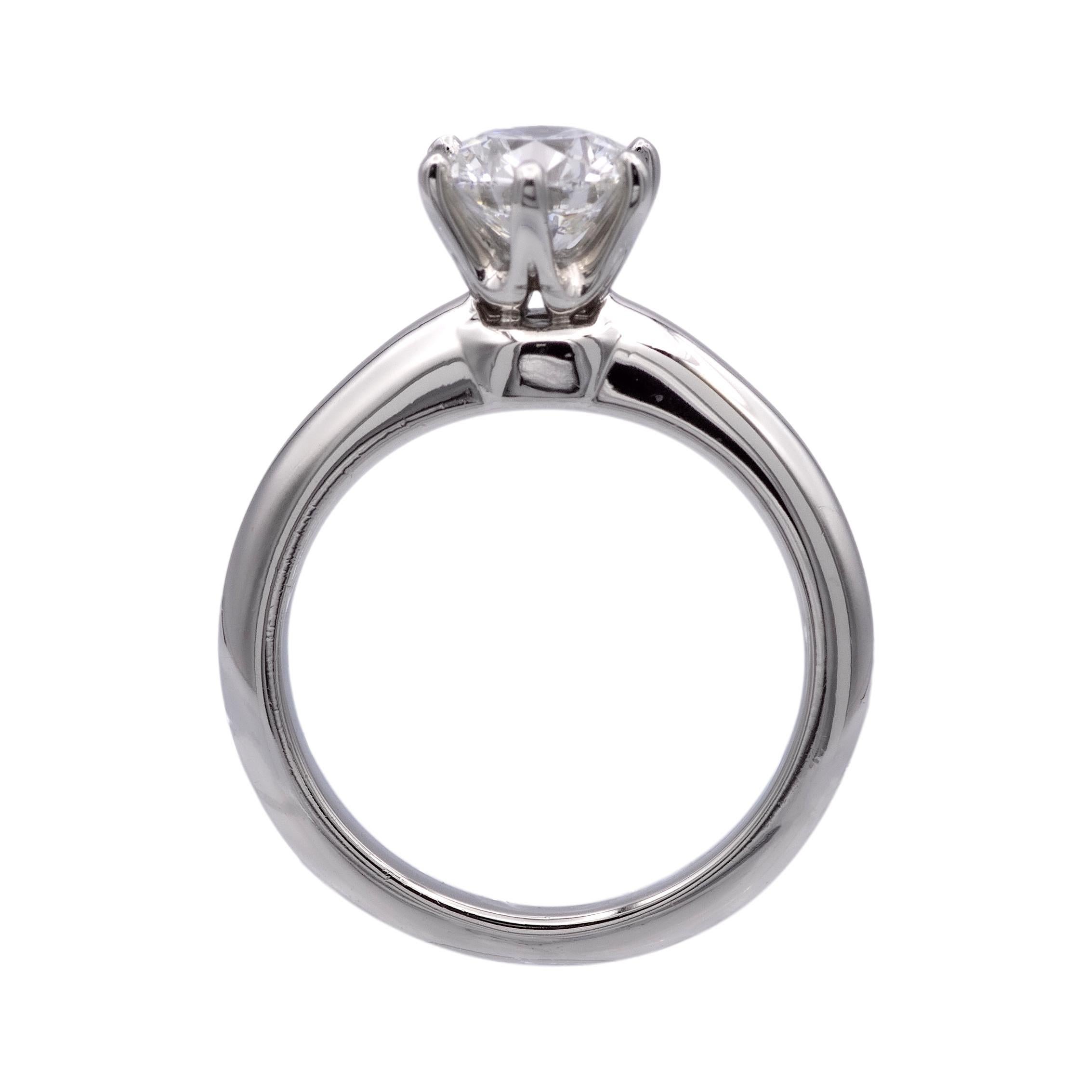 Women's Tiffany & Co Platinum Round Diamond Engagement Ring .88ct G VVS2