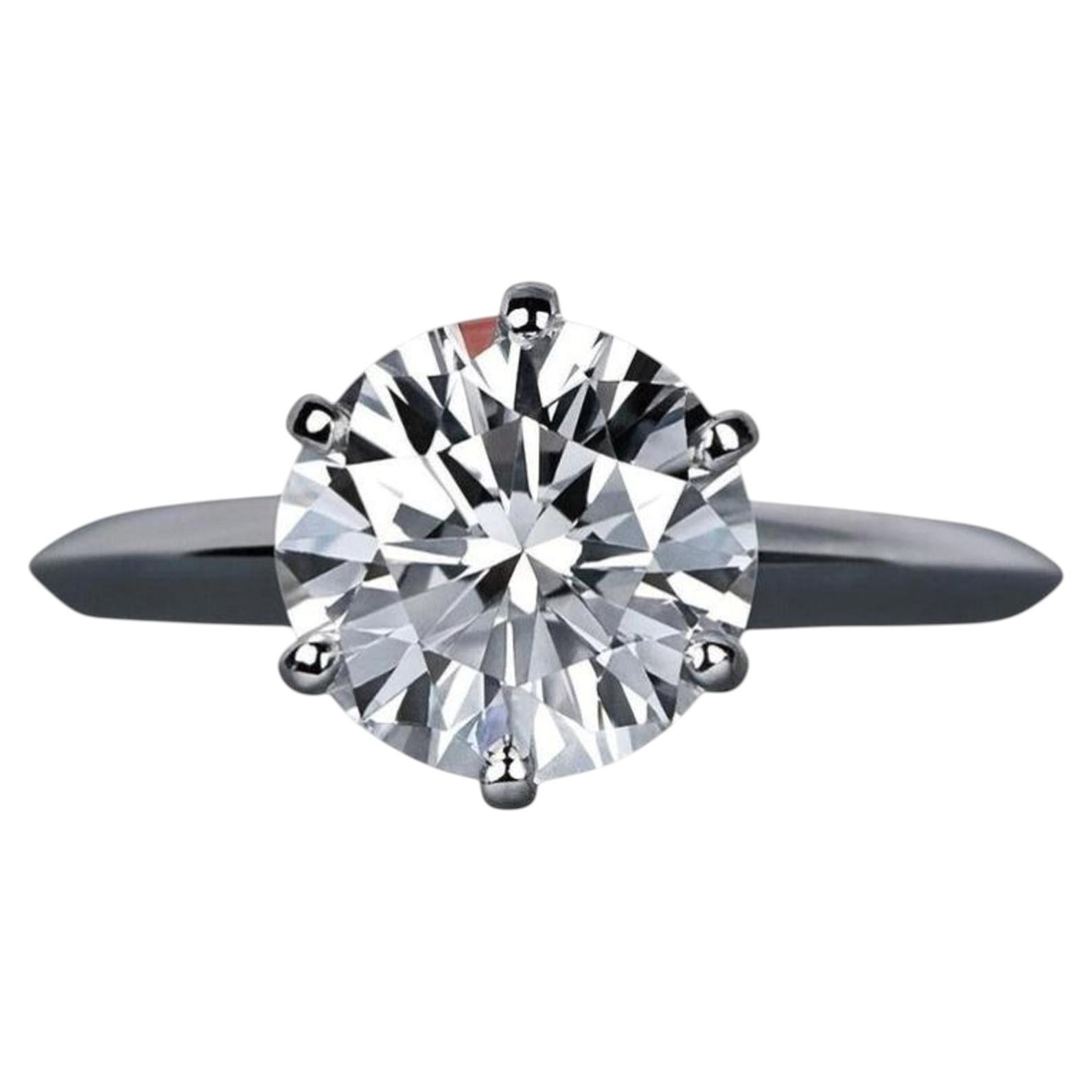Tiffany & Co. Platinum Round Diamond Engagement Ring For Sale