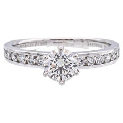 Tiffany & Co. Platinum Round Diamond Engagement Ring with Diamond Band .70 cts.
