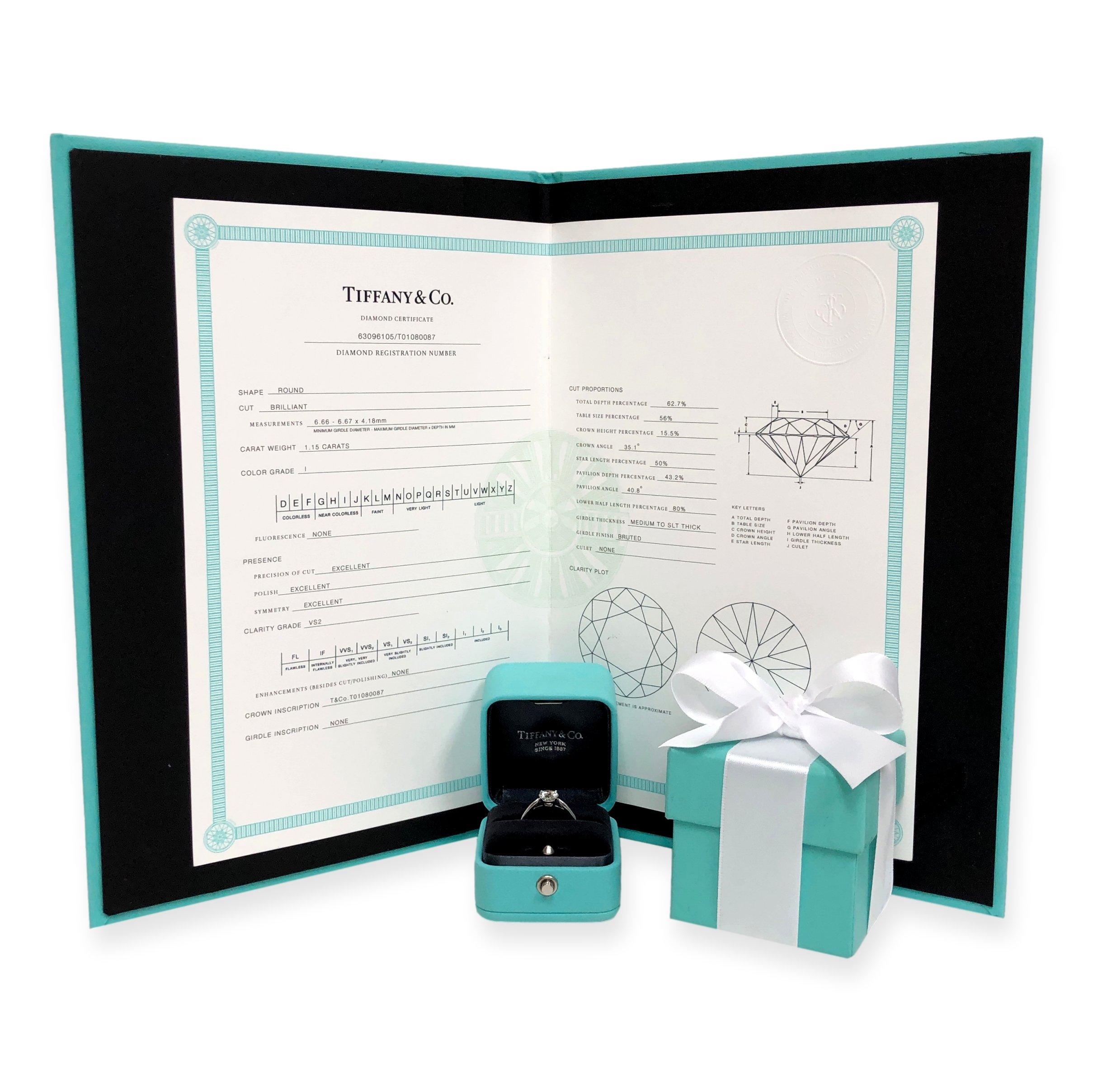 Tiffany & Co. Anello di fidanzamento in platino con diamante rotondo Harmony 1,15ct. IVS2 2