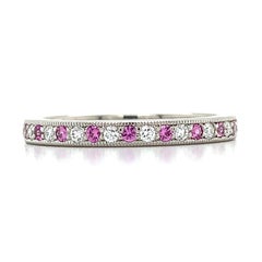 Tiffany & Co. Platinum Round Diamond & Pink Sapphire Eternity Band MSRP $3300