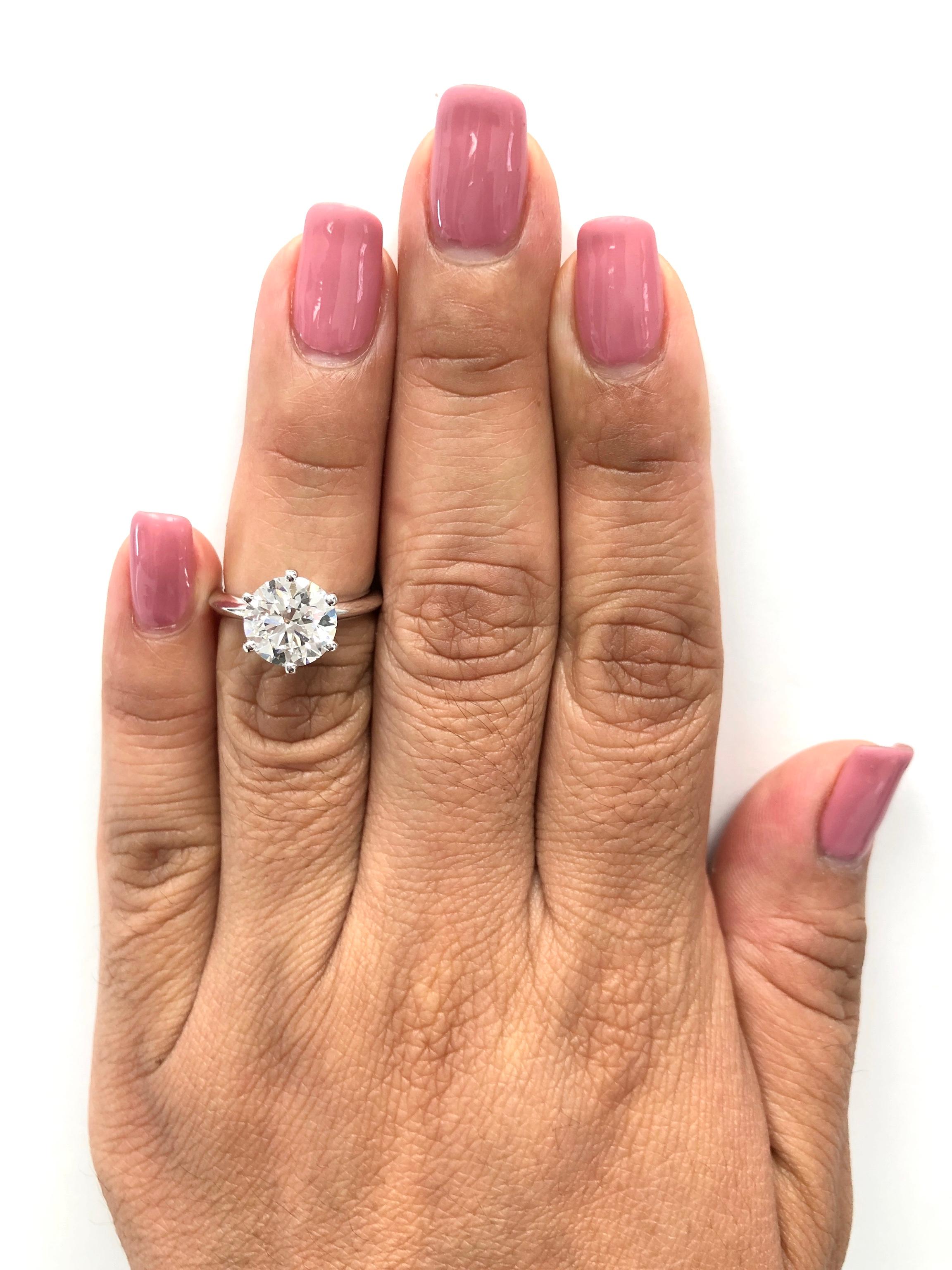 Tiffany & Co. Platin Runder Diamant Solitär Verlobungsring 2,76 Karat GVS1 5