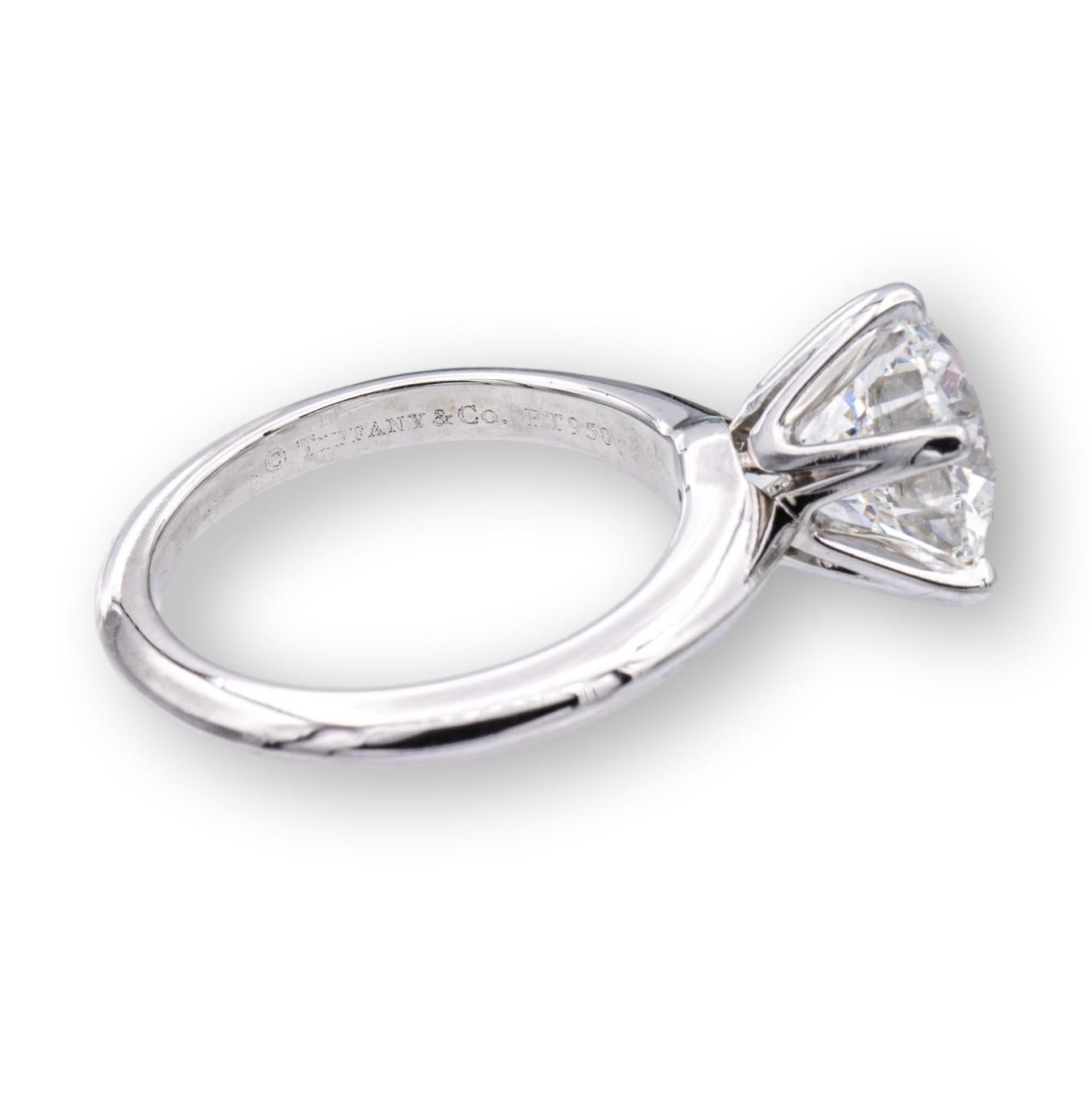 Tiffany & Co. Platin Runder Diamant Solitär Verlobungsring 2,76 Karat GVS1 (Zeitgenössisch)