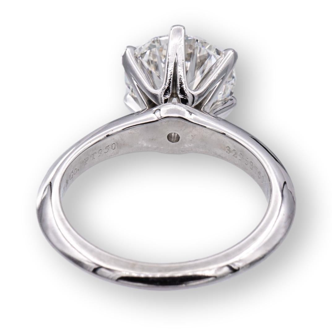 Tiffany & Co. Platin Runder Diamant Solitär Verlobungsring 2,76 Karat GVS1 (Rundschliff)