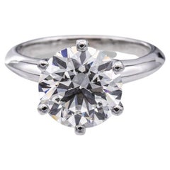 Tiffany & Co. Platinum Round Diamond Solitaire Engagement Ring 2.76 Ct GVS1