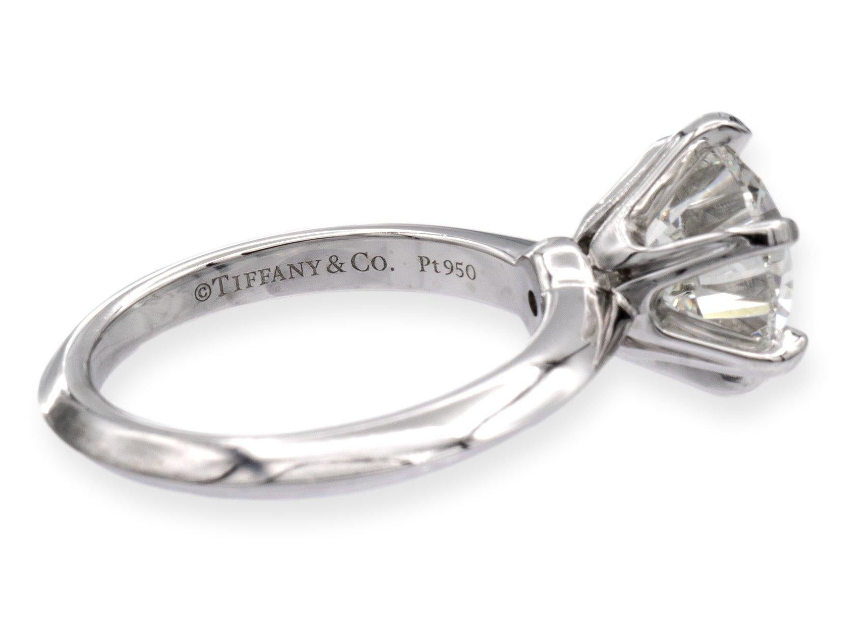 Modern Tiffany & Co. Platinum Round Diamond Solitaire Engagement Ring 3.24ct IVS1