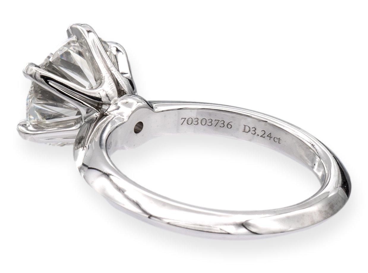 Women's Tiffany & Co. Platinum Round Diamond Solitaire Engagement Ring 3.24ct IVS1