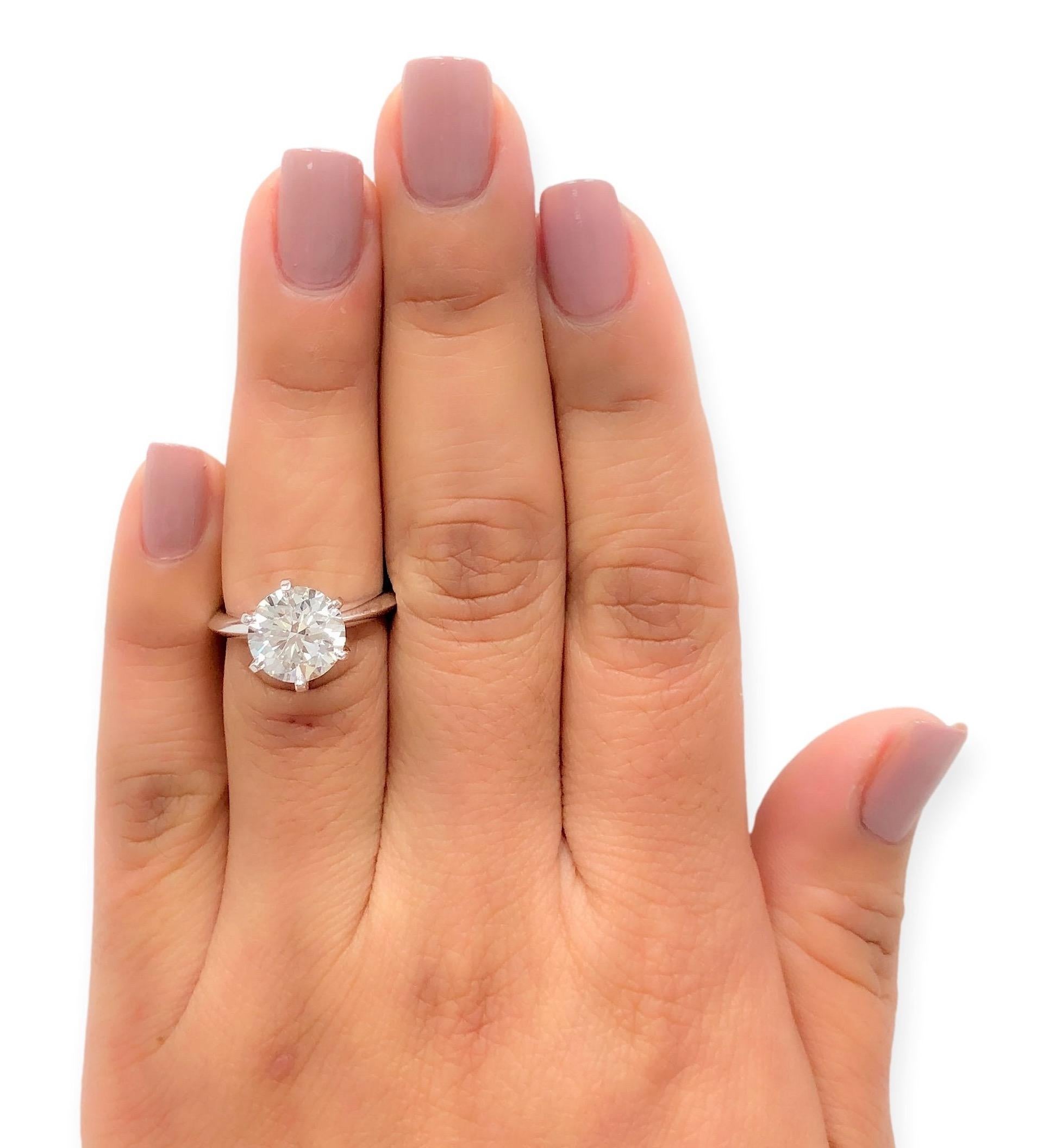 Tiffany & Co. Platinum Round Diamond Solitaire Engagement Ring 3.24ct IVS1 2