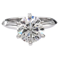 Tiffany & Co. Bague de fiançailles solitaire en platine avec diamant rond de 3,24 carats IVS1