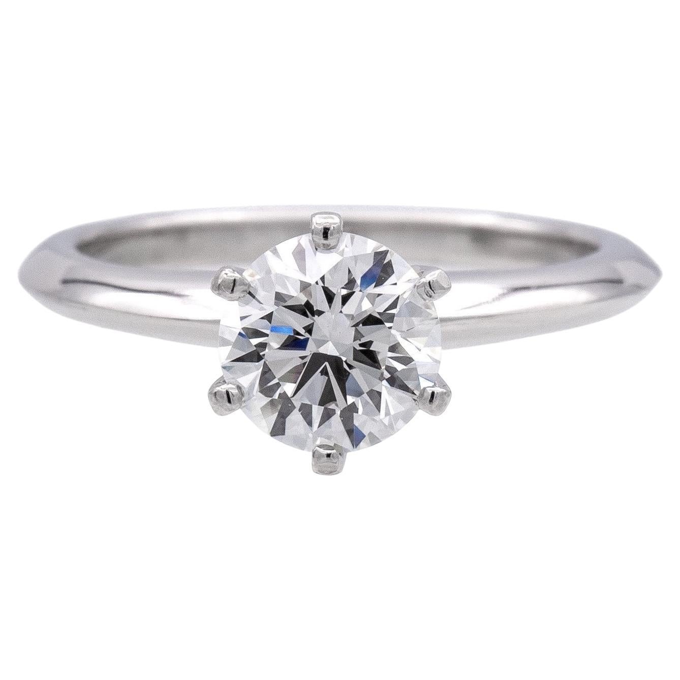Tiffany 
Co. Platinum Round Diamond Solitaire Engagement Ring Round .92ct. HVS1