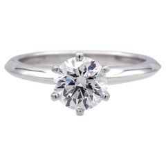 Tiffany & Co. Platinum Round Diamond Solitaire Engagement Ring Round .92ct. HVS1