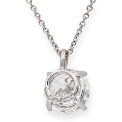 Tiffany & Co. Platinum Round Diamond Solitaire Pendant Necklace 2.12ct FVS1 GIA