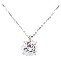 Tiffany & Co. Platinum Round Diamond Solitaire Pendant Necklace 2.12ct FVS1 GIA