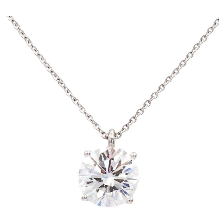 Tiffany and Co. Platinum Round Diamond Solitaire Pendant Necklace 2