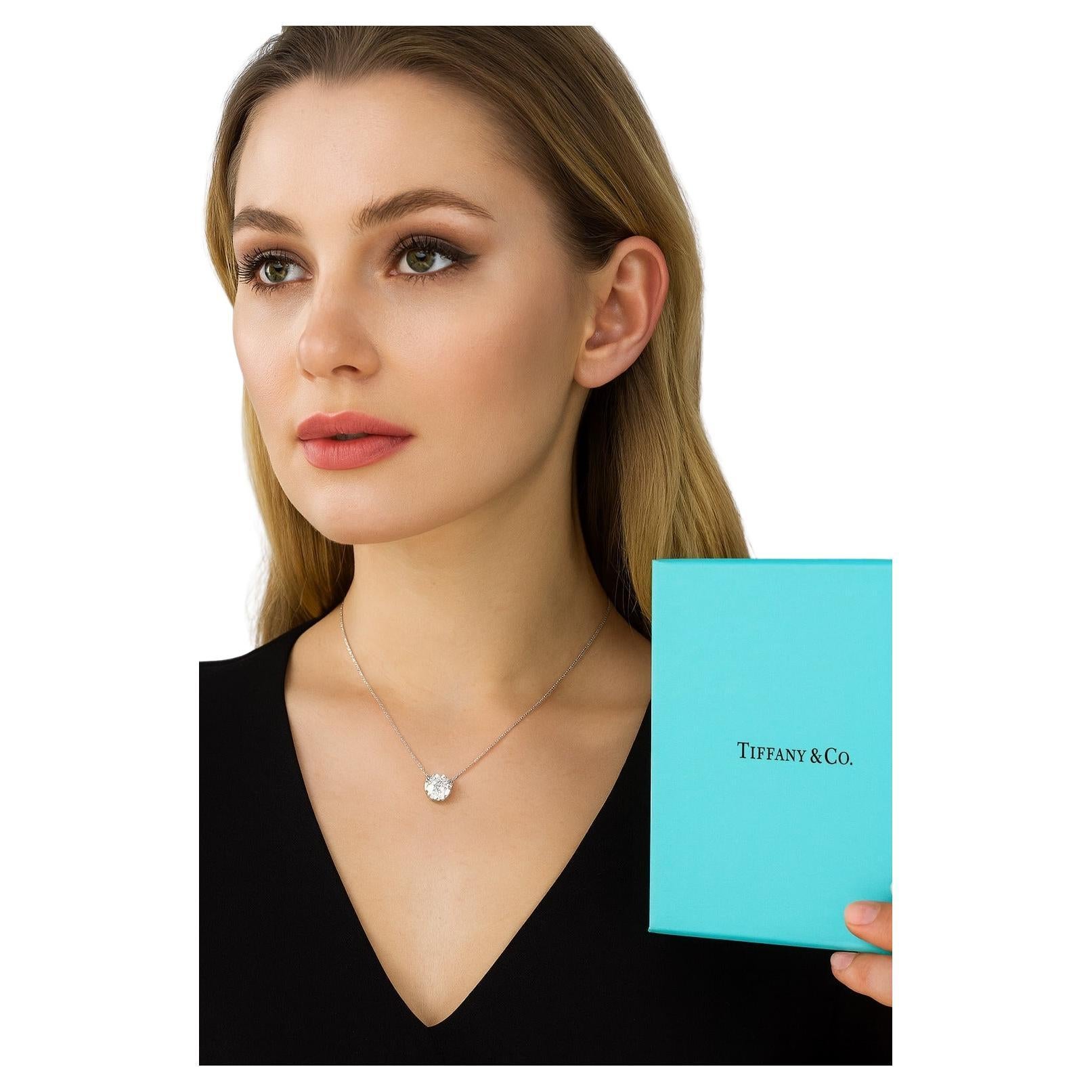 Tiffany & Co. Platinum Round Diamond Solitaire Pendant Necklace

A timeless creation from Tiffany & Co., this exquisite pendant features a substantial 4.01 carat round brilliant diamond, gracefully set in platinum and suspended from a 16-inch chain.