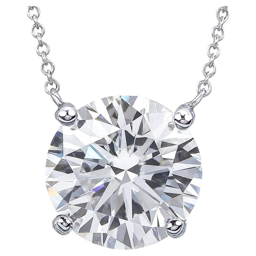 Round Cut Tiffany & Co. Platinum Round Diamond Solitaire Pendant Necklace For Sale