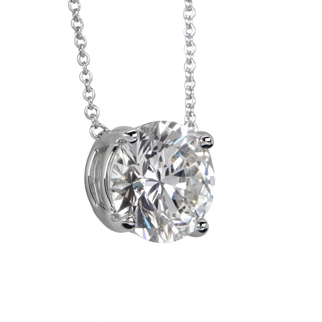Tiffany & Co. Platinum Round Diamond Solitaire Pendant Necklace For Sale 1