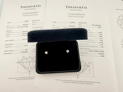 Tiffany & Co Platinum Round Diamond Stud Earrings 0.77 tcw F VVS2 Papers Box