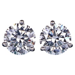 Tiffany & Co. Platinum Round Diamond Three-Prong Stud Earrings – 2.00 Carat