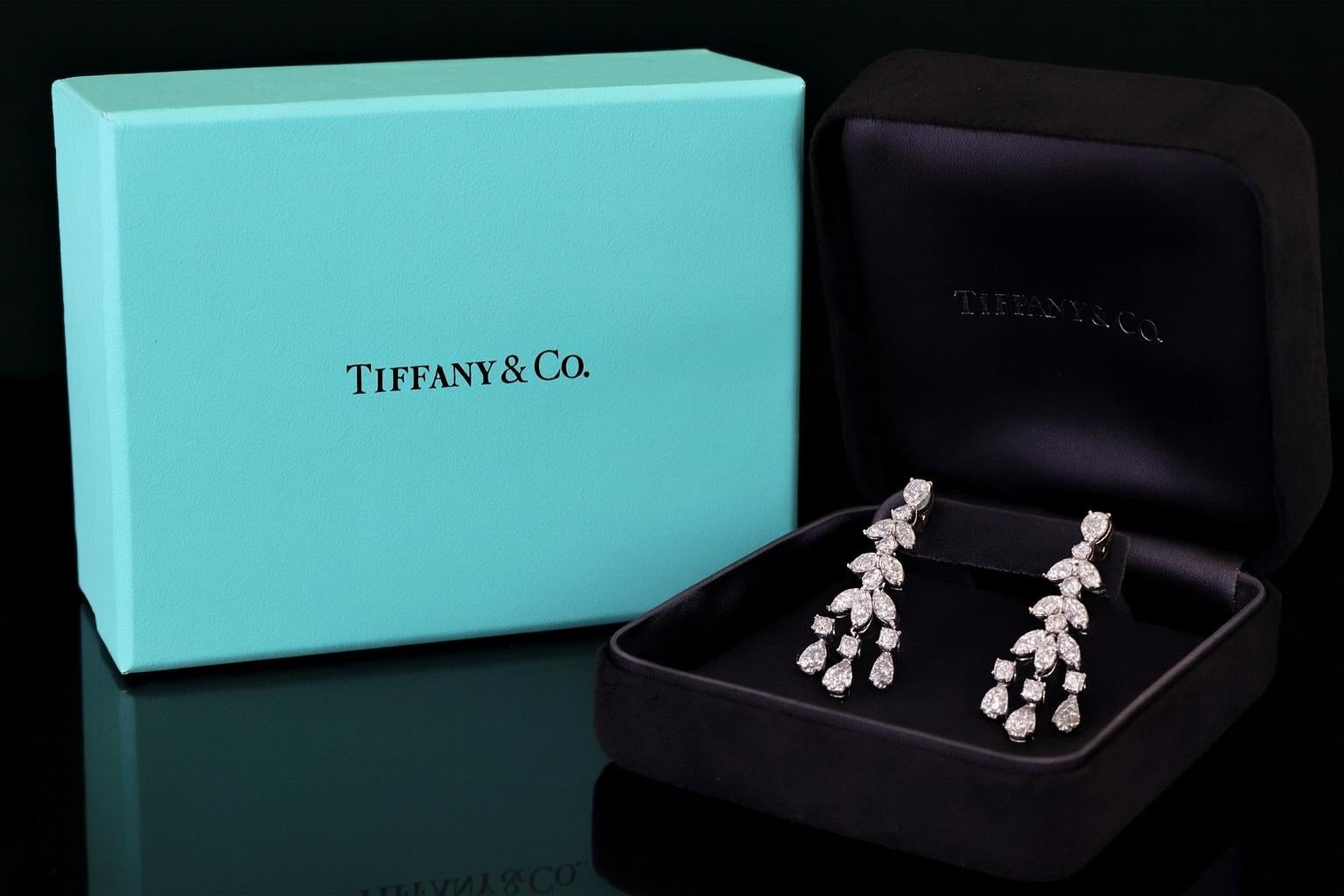 Tiffany & Co. Orecchini in platino con diamanti rotondi, marquise e pera

Questi orecchini di Tiffany & Co., appartenenti all'iconica Victoria Collection, mostrano un'eleganza senza tempo grazie a un grazioso mix di tagli di diamanti. Realizzato in