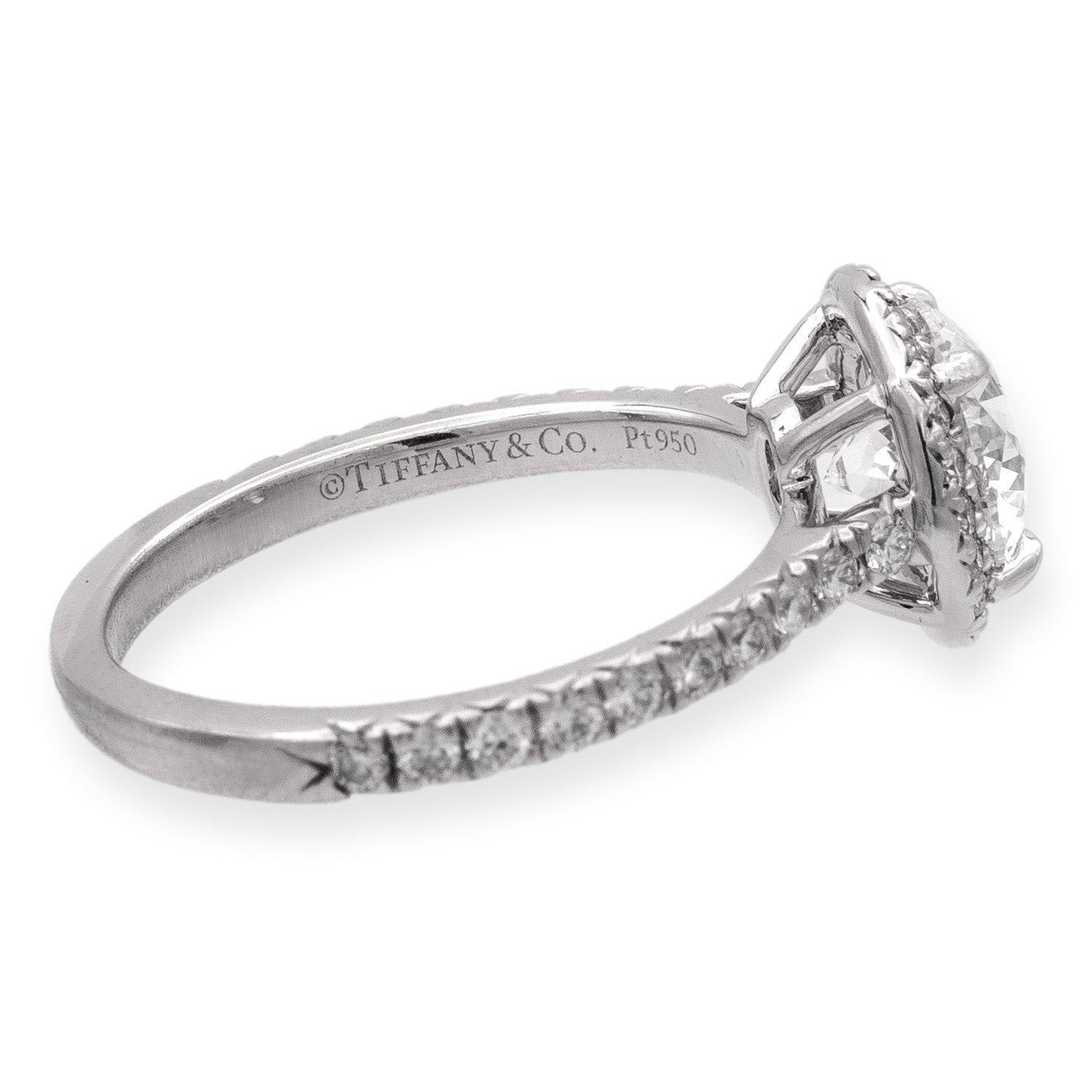 Modern Tiffany & Co. Platinum Round Soleste Diamond Engagement Ring 1.48Cts TW GVVS2