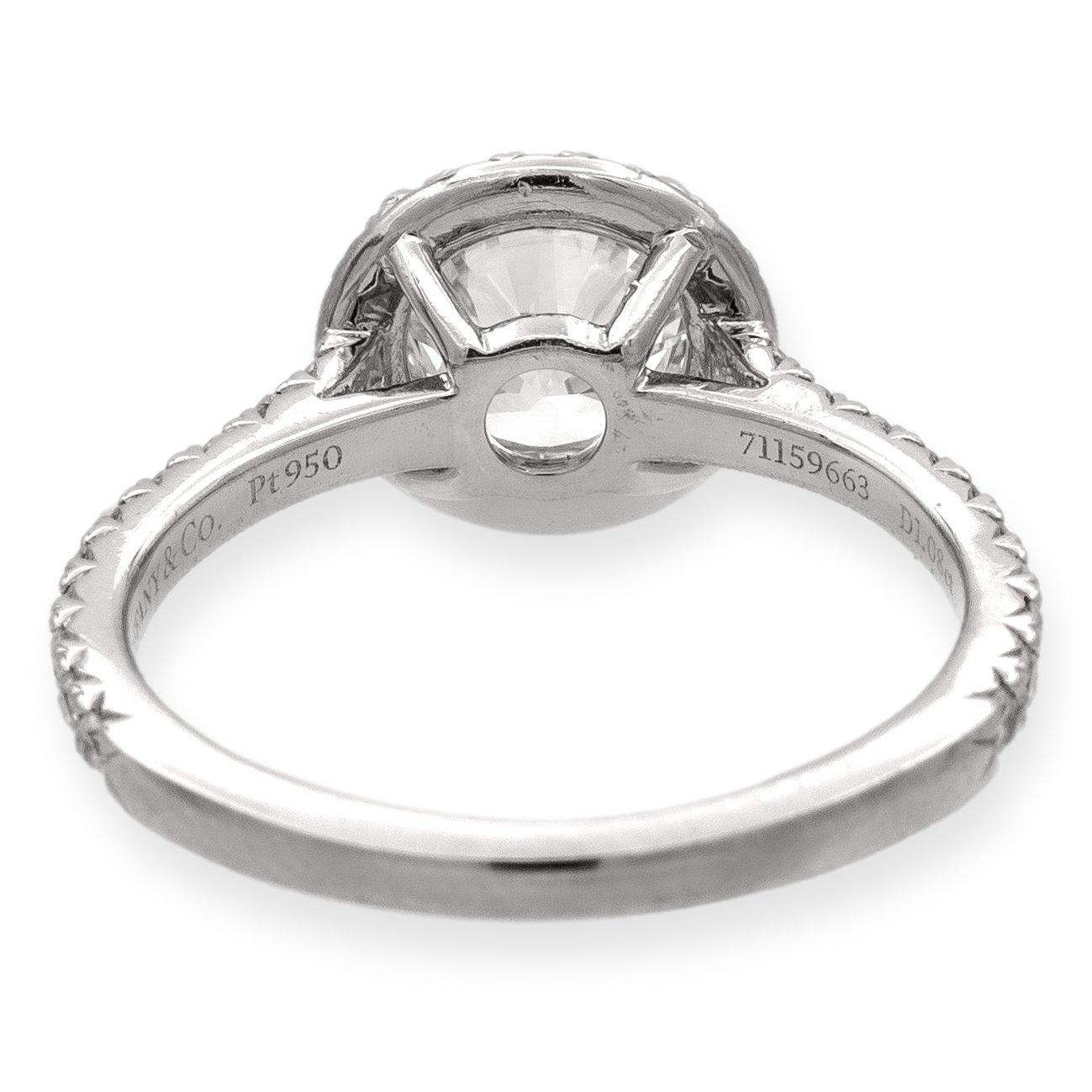 Round Cut Tiffany & Co. Platinum Round Soleste Diamond Engagement Ring 1.48Cts TW GVVS2