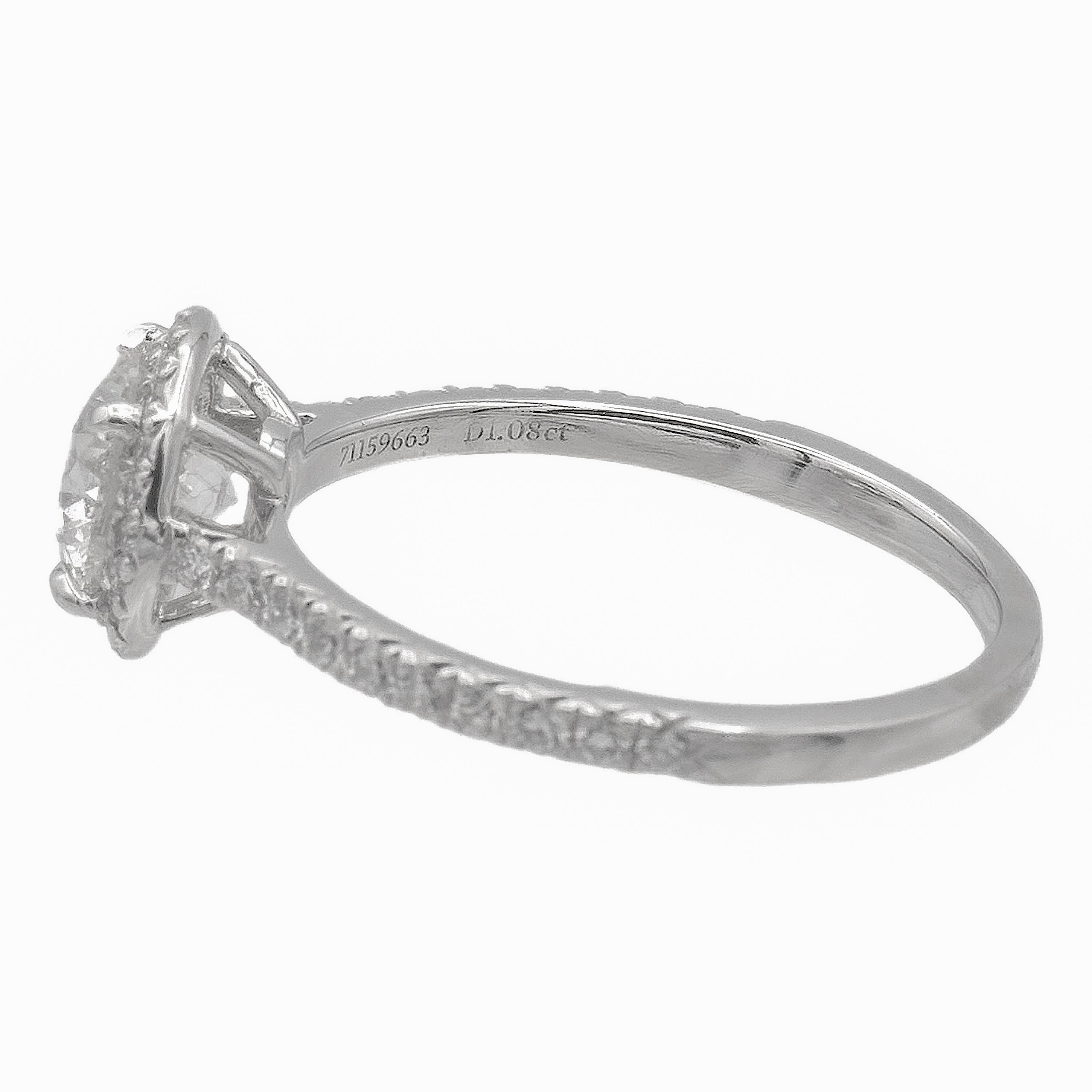 Brilliant Cut Tiffany & Co. Platinum Round Soleste Diamond Engagement Ring 1.48Cts TW GVVS2