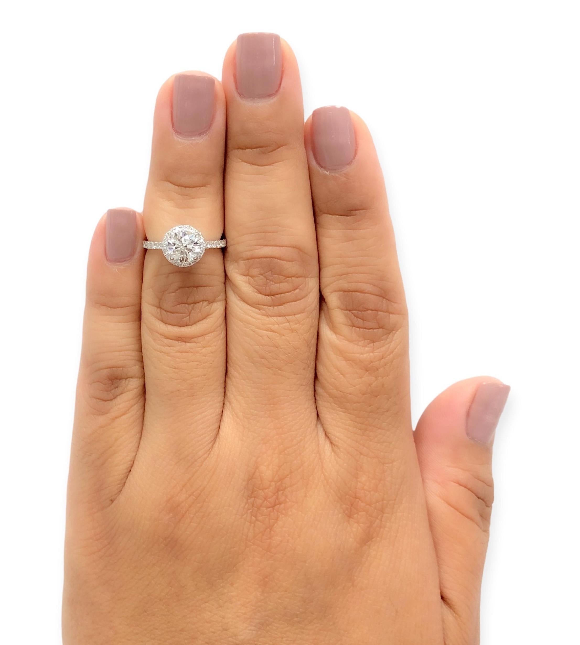 Tiffany & Co. Platinum Round Soleste Diamond Engagement Ring 1.48Cts TW GVVS2 1