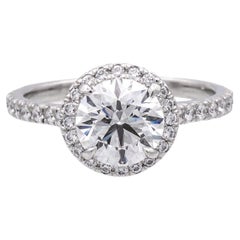 Tiffany & Co. Platin Verlobungsring mit rundem Soleste-Diamant 1,48 Karat TW GVVS2