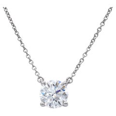 Tiffany & Co. Platinum Round Solitaire Diamond Pendant Necklace 1.41ct GVVS2