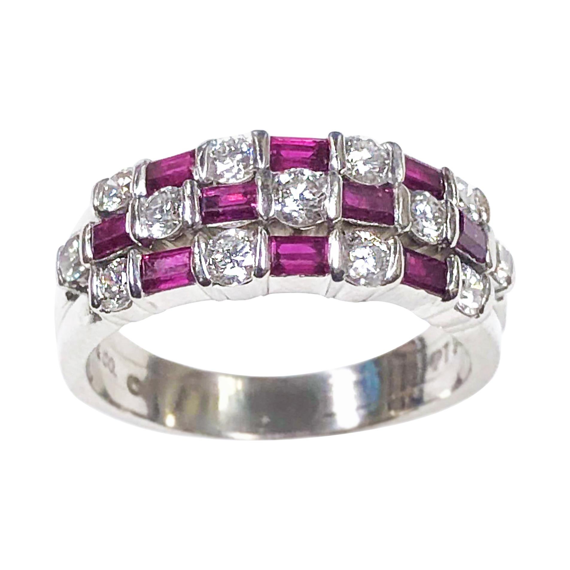 Tiffany 
Co. Platinum Ruby and Diamond Dot Dash Ring