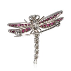 Tiffany & Co. Platinum Ruby and Diamond Dragonfly Brooch