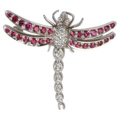Tiffany & Co. Platinum Ruby and Diamond Dragonfly Brooch
