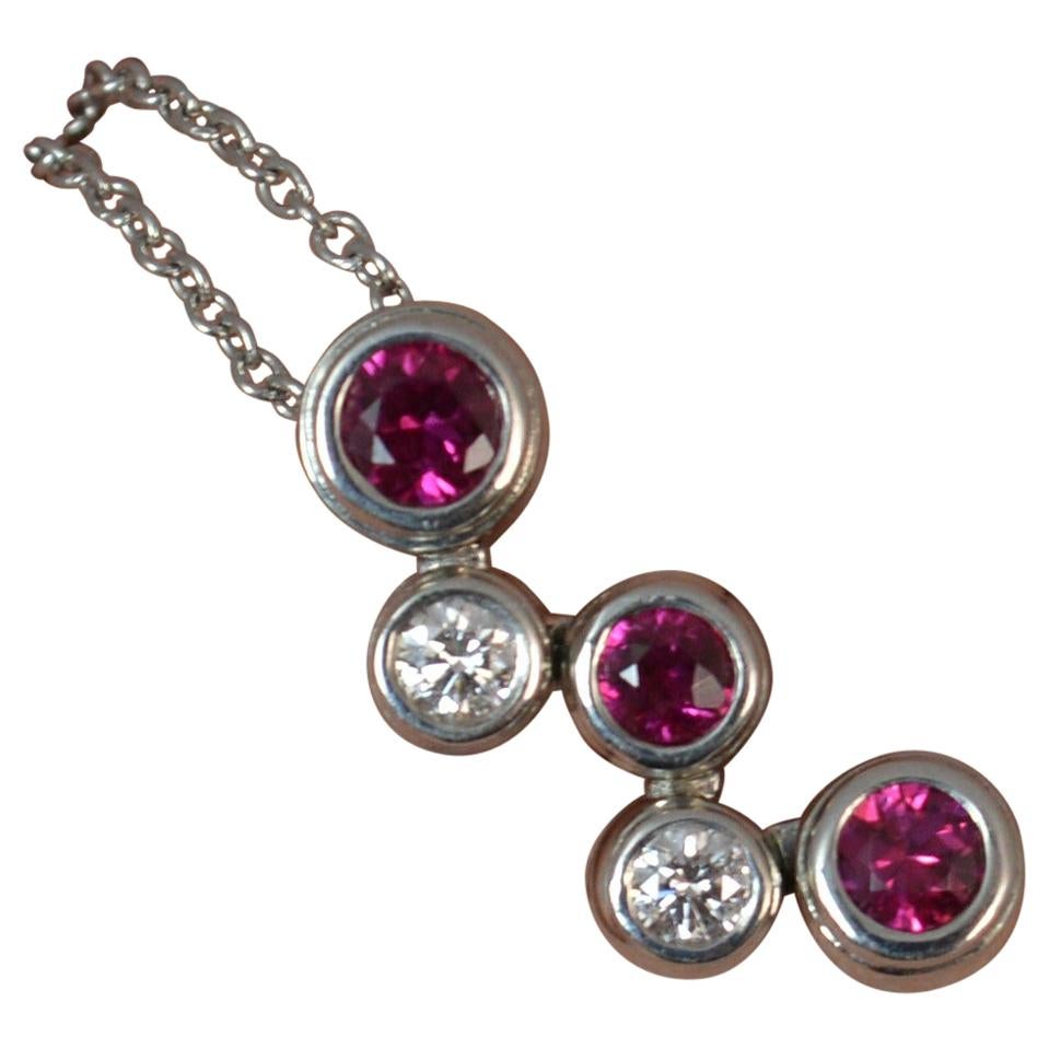 Tiffany & Co. Platinum Ruby and Diamond Pendant and Chain