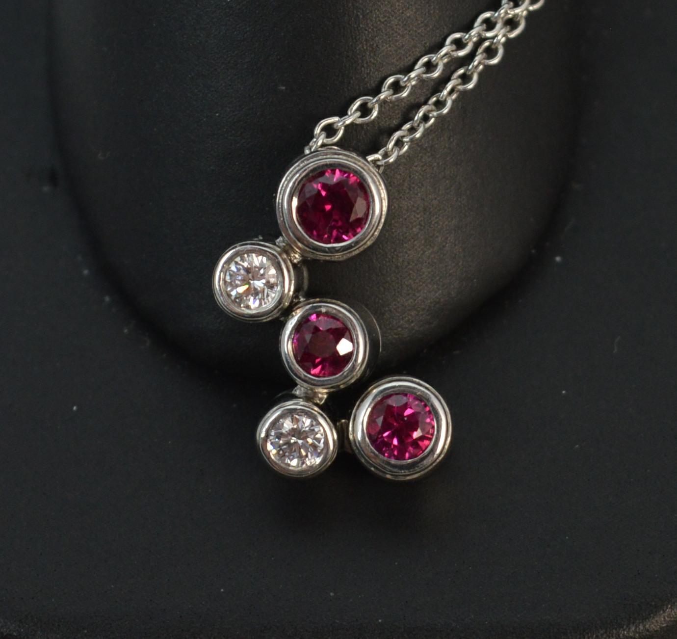 Tiffany & Co. Platinum Ruby and Diamond Pendant and Chain 2