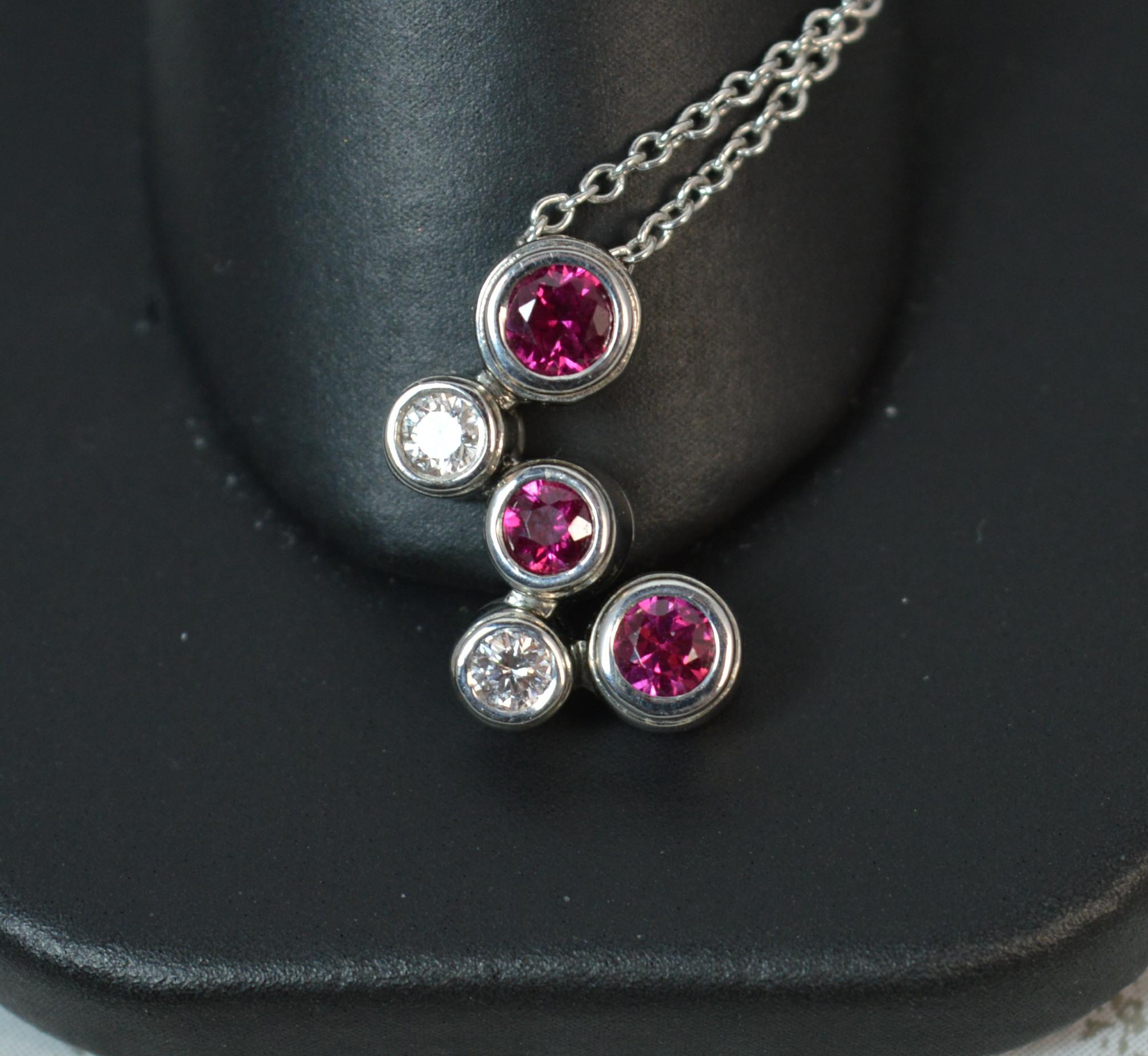 Tiffany & Co. Platinum Ruby and Diamond Pendant and Chain 3