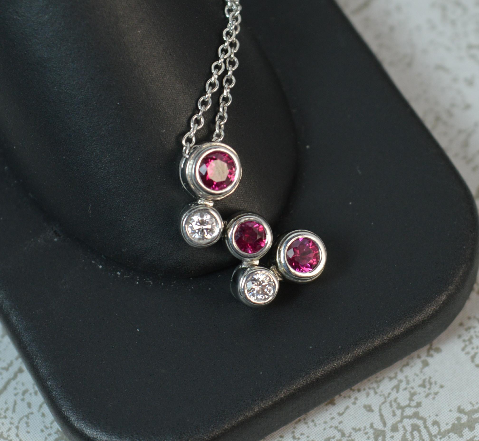 Tiffany & Co. Platinum Ruby and Diamond Pendant and Chain 1