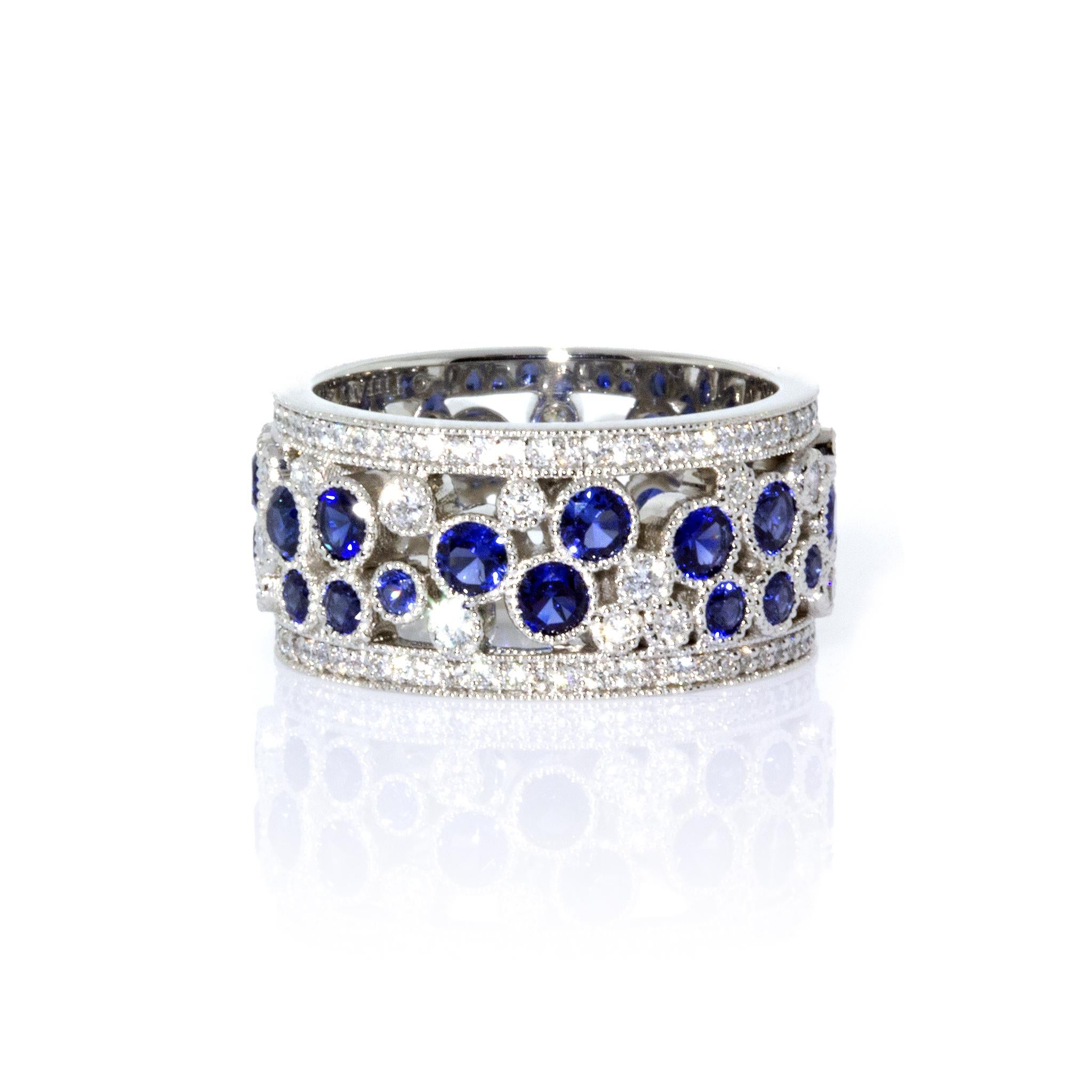 Women's Tiffany & Co. Platinum Sapphire and Diamond Cobblestone Band Ring