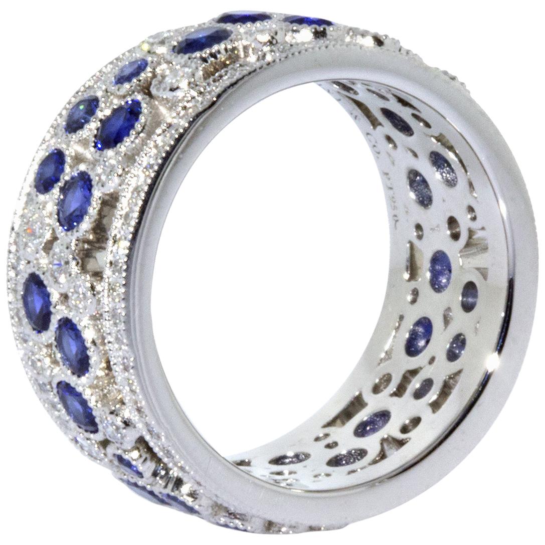 Tiffany & Co. Platinum Sapphire and Diamond Cobblestone Band Ring