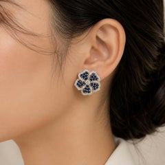 Tiffany & Co. Platinum Sapphire and Diamond Flower Earrings 1994
