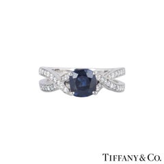 Tiffany & Co. Platinum Sapphire and Diamond Ring