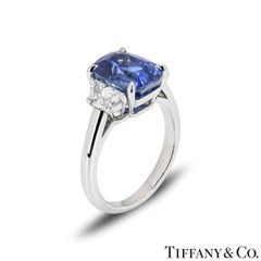 Tiffany & Co. Platinum Sapphire & Diamond Ring 4.50 Carats