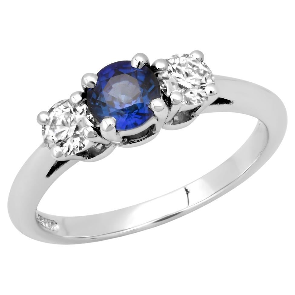 TIFFANY & Co. Platin Saphir Diamant Drei Stein Verlobungsring 6.5