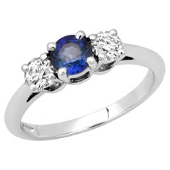 TIFFANY & Co. Anillo de compromiso de platino, zafiro, diamante y tres piedras 6.5