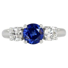 Tiffany & Co. Platinum Sapphire Diamond Three Stone Engagement Ring 8