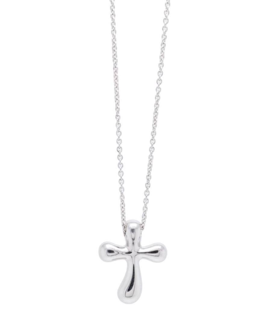 Contemporain Tiffany & Co. Collier pendentif croix Elsa Peretti en platine et saphir en vente