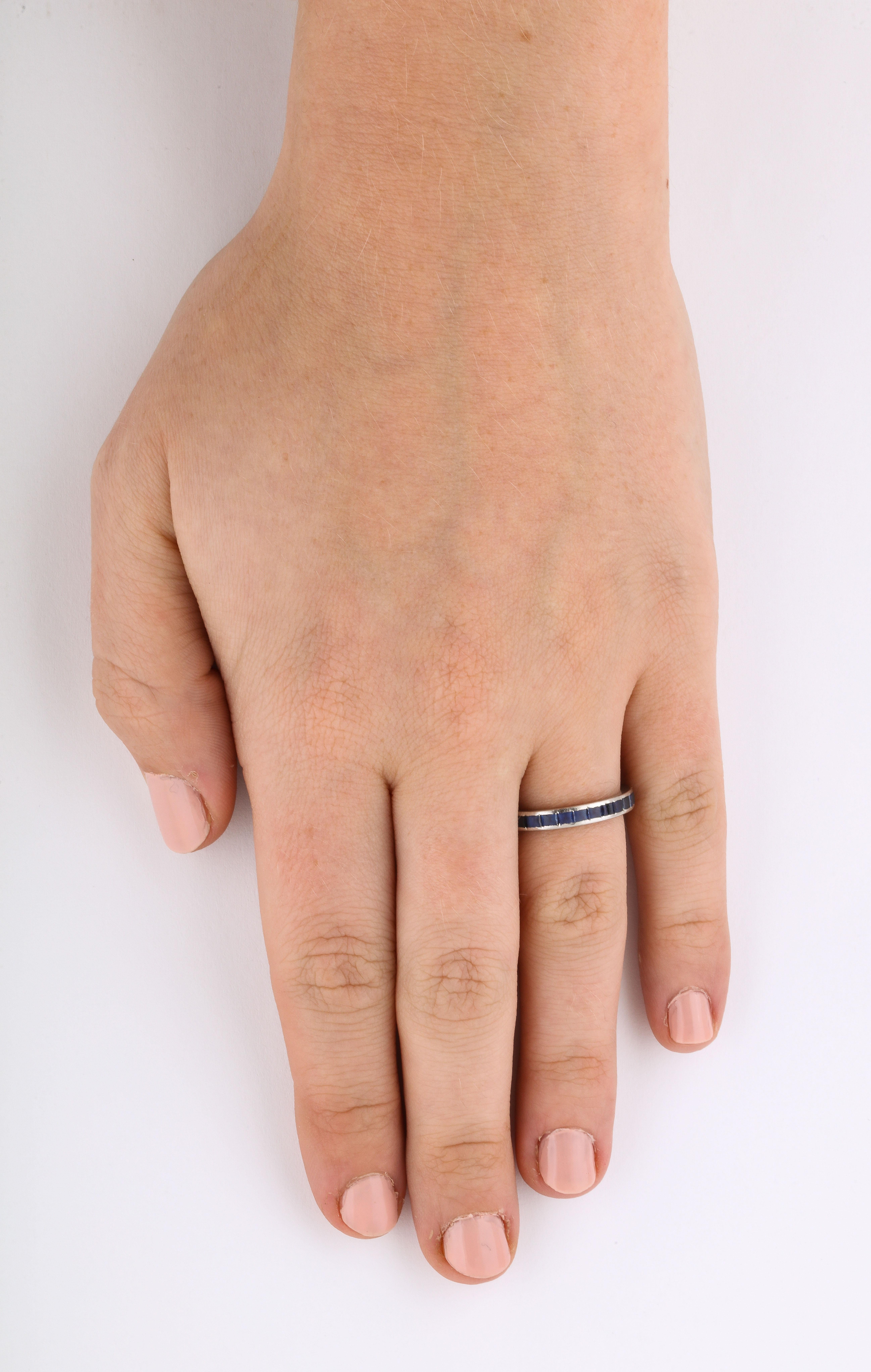 Tiffany & Co Platinum & Sapphire Eternity Band Ring For Sale 2