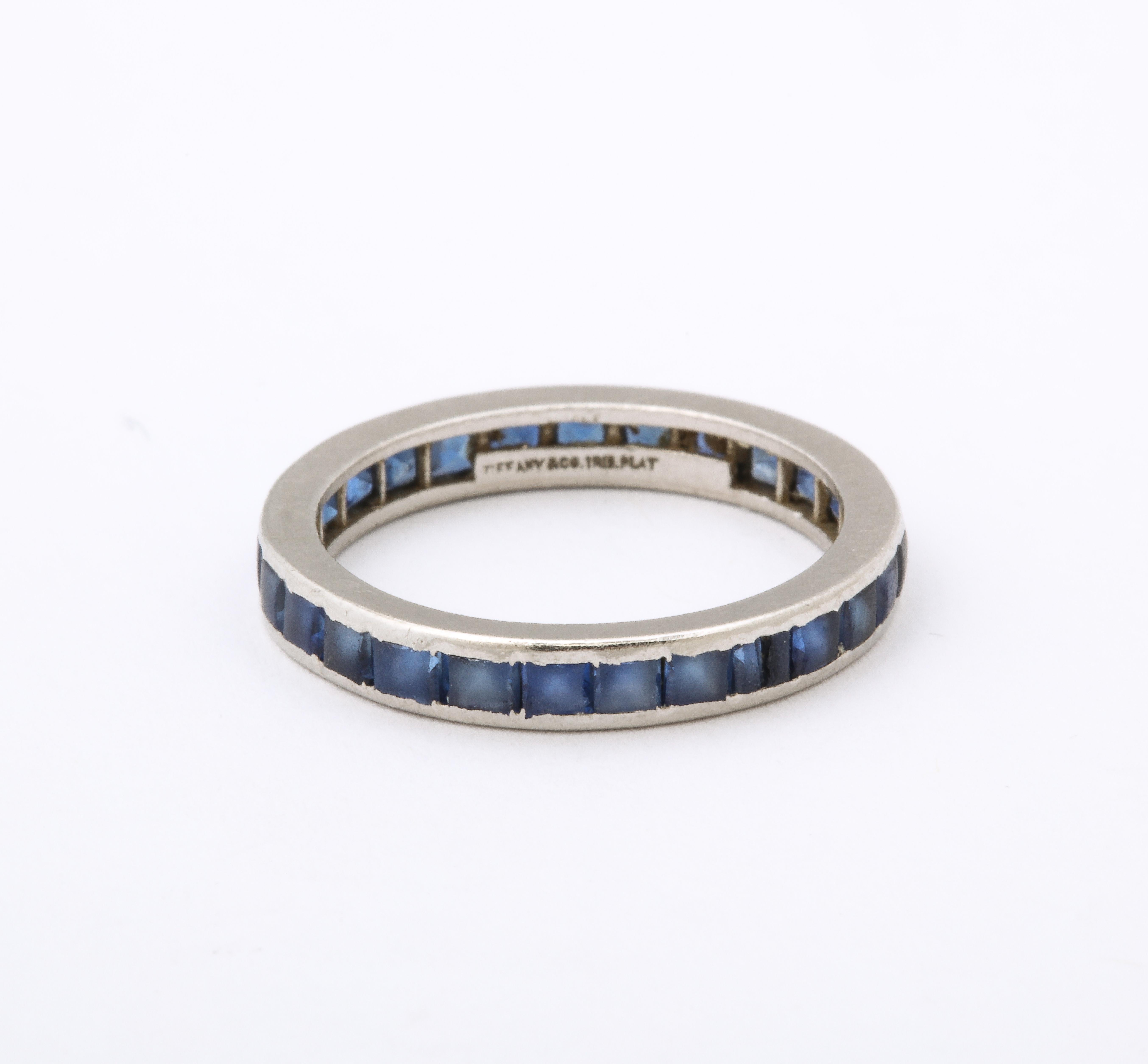 Tiffany & Co Platinum & Sapphire Eternity Band Ring In Good Condition For Sale In Chicago, IL