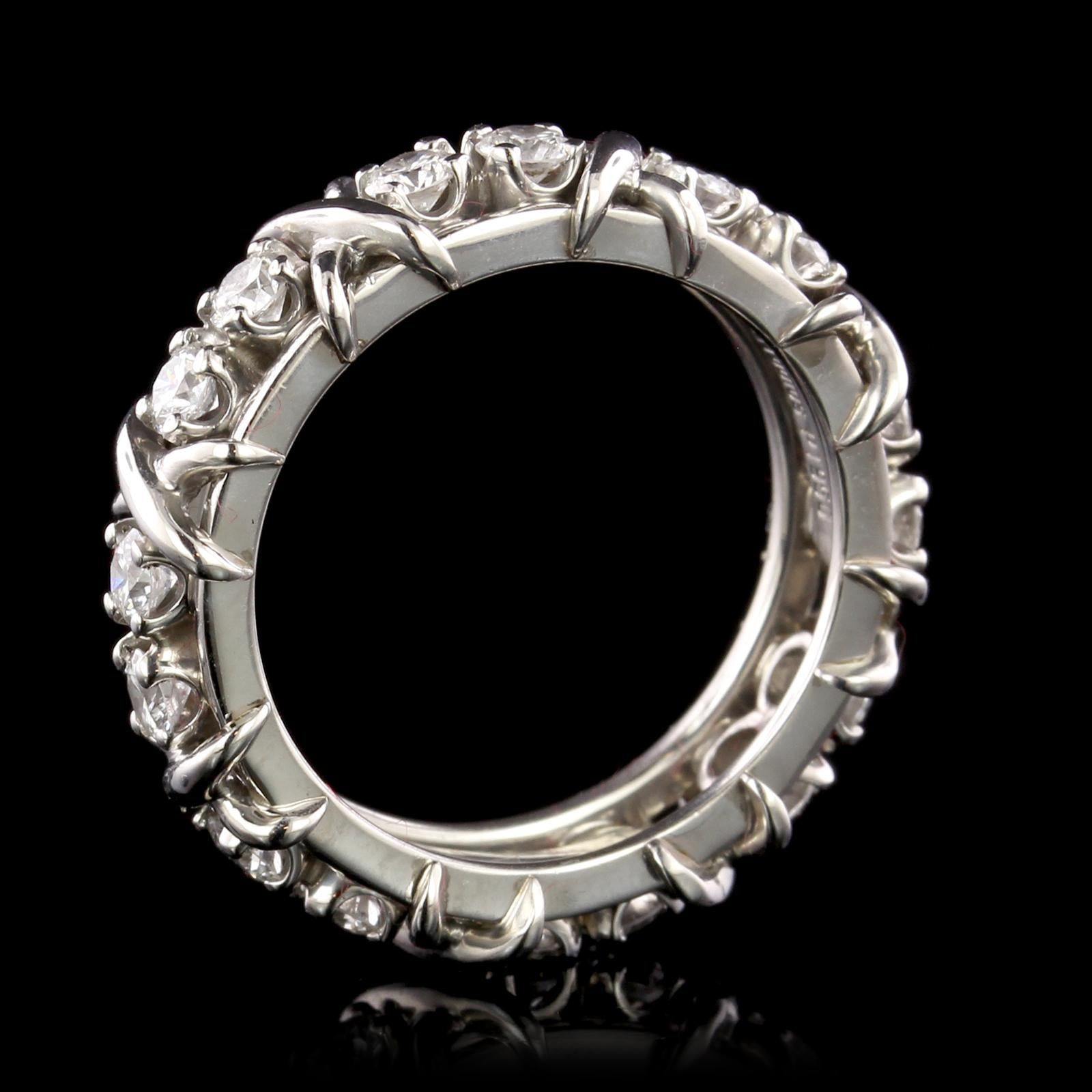Round Cut Tiffany & Co. Platinum Schlumberger 16-Stone Band Ring